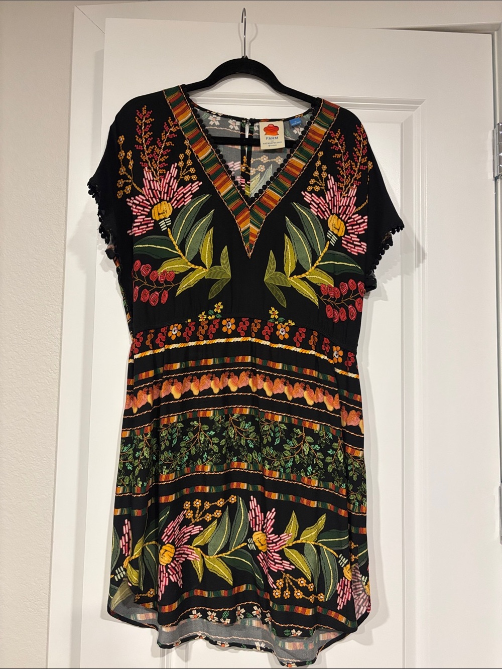 FARM Rio for Anthropologie Multicolor Midi Dress Patterned Beach Vacation